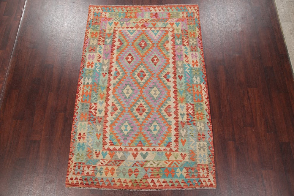 Kilim Southwestern Oriental Traditional Turkish Flat-Woven Area Rug, 8'3"X5'4"