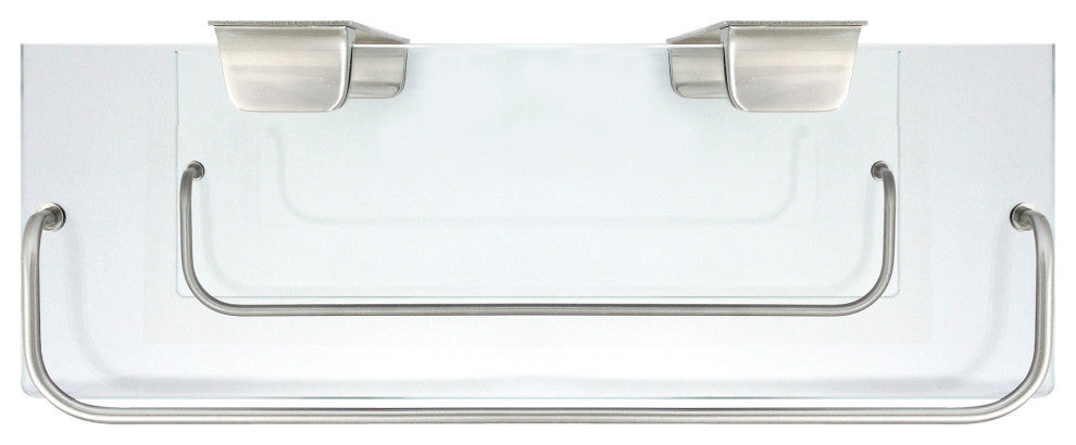 MODONA's 13.75" Double Glass Wall Shelf With Rail, Satin Nickel