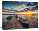 Boats and Jetty under Dramatic Sky, Modern Canvas Art Print, 60"x28"
