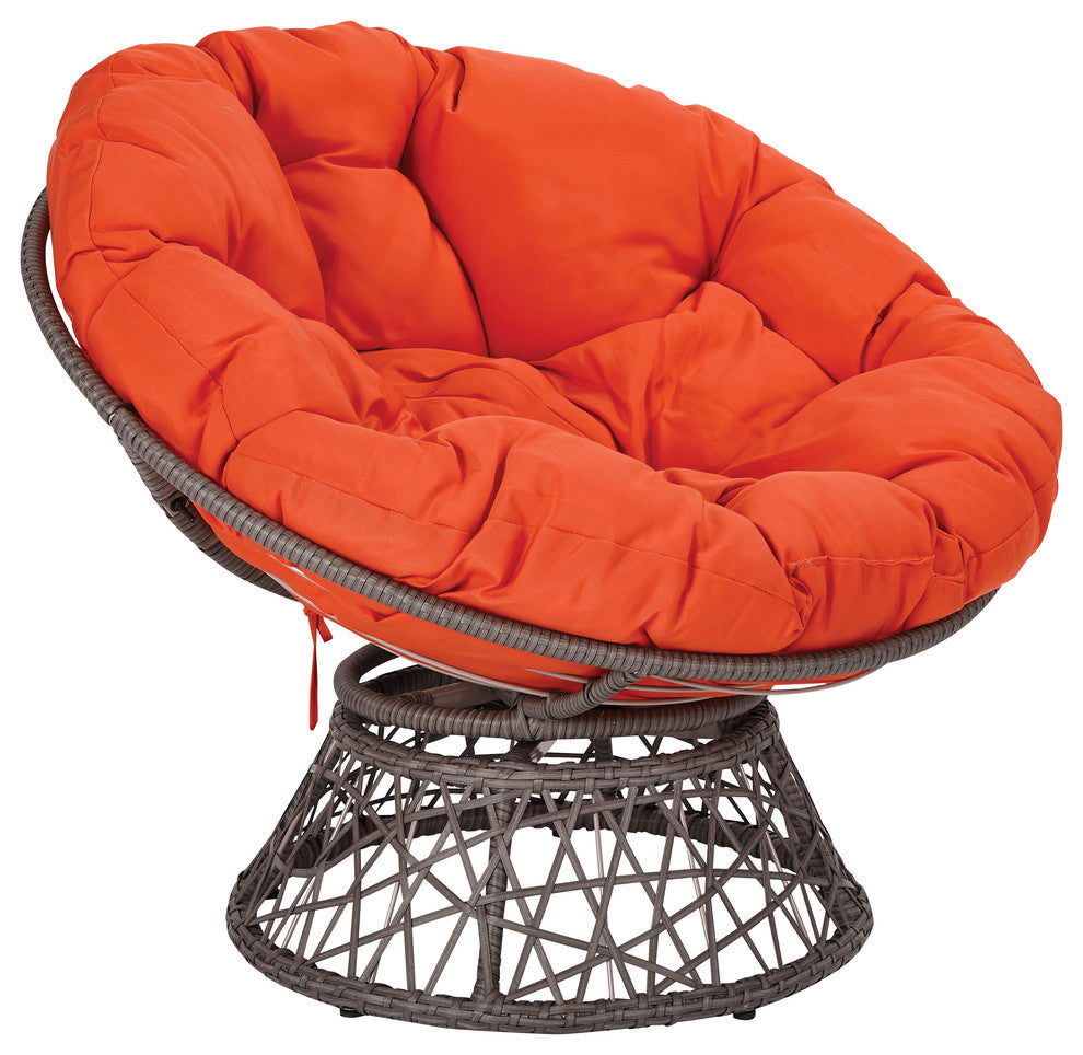 Papasan Chair, Orange/Gray