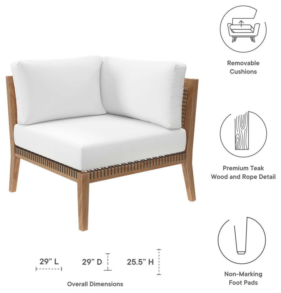 Clearwater Outdoor Patio Teak Wood Corner Chair