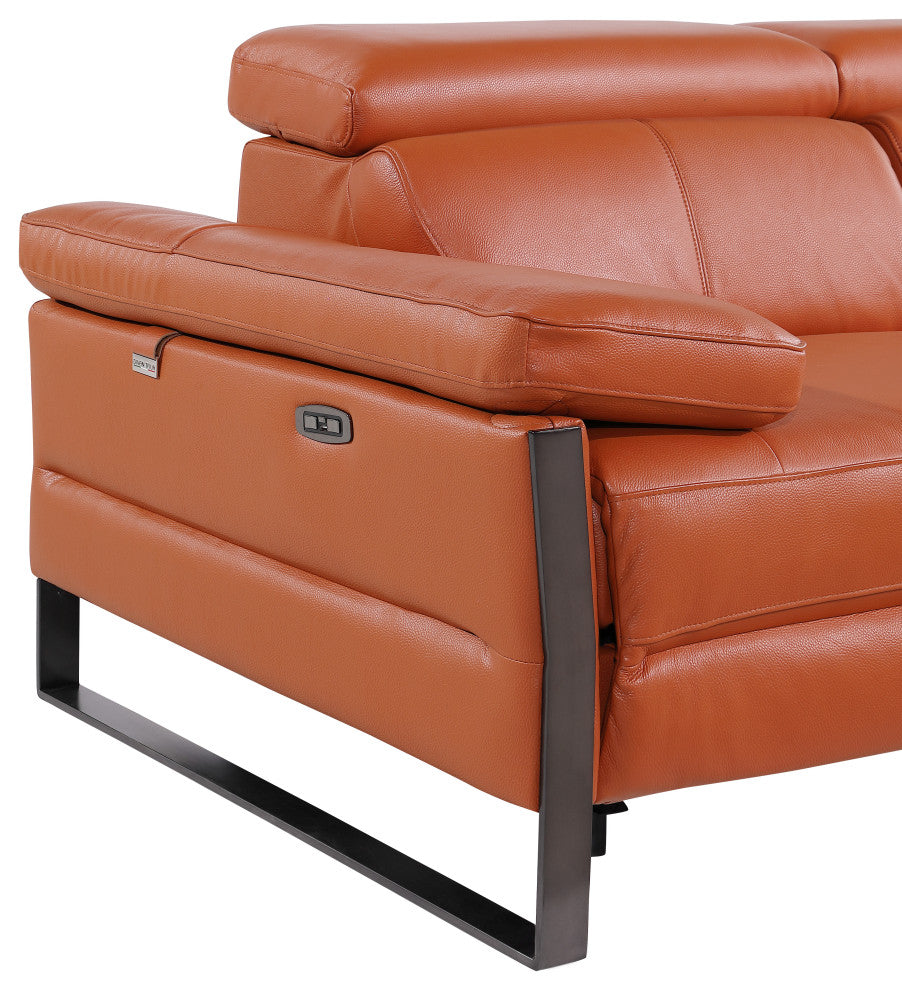 Antonio Italian Leather 8-Piece L-Shaped Power Reclining Sectional, Camel