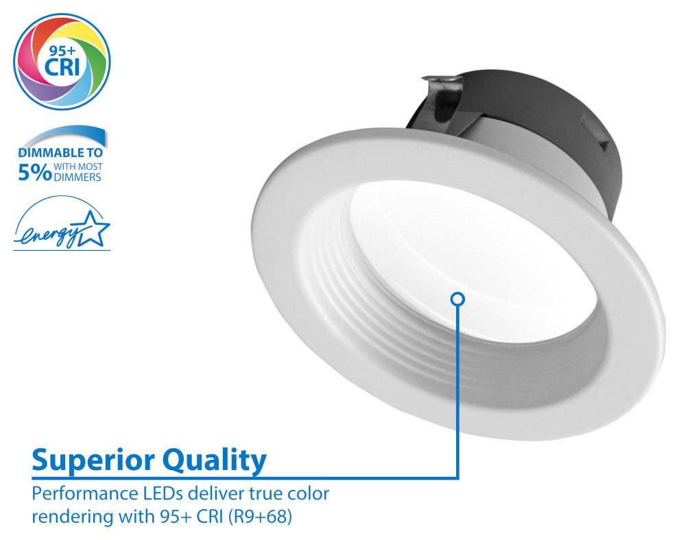 DLR(v6) Recessed LED Downlight, White Baffle, 3000k, 1 Pack