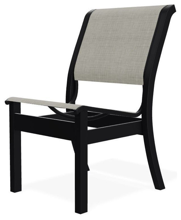 Leeward Sling Stackable Outdoor Dining Chair, Ella/Black