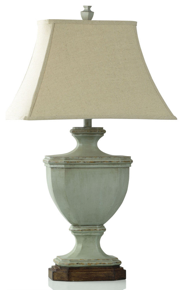 Oldsbury Blue Table Lamp Farmhouse Style With Beige Shade 100w