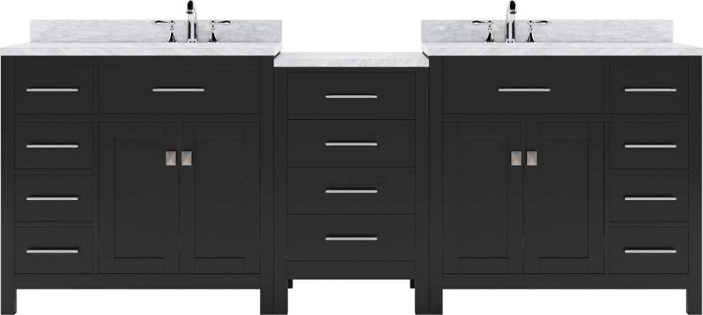 Caroline Parkway 93" Double Sink Espresso Vanity with Polished Chrome Faucet