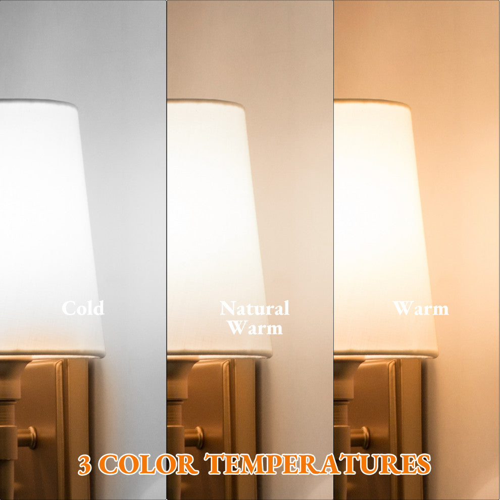 LNC Glod Traditional Bathroom Vanity Light With Fabric Shade, 3 Lights