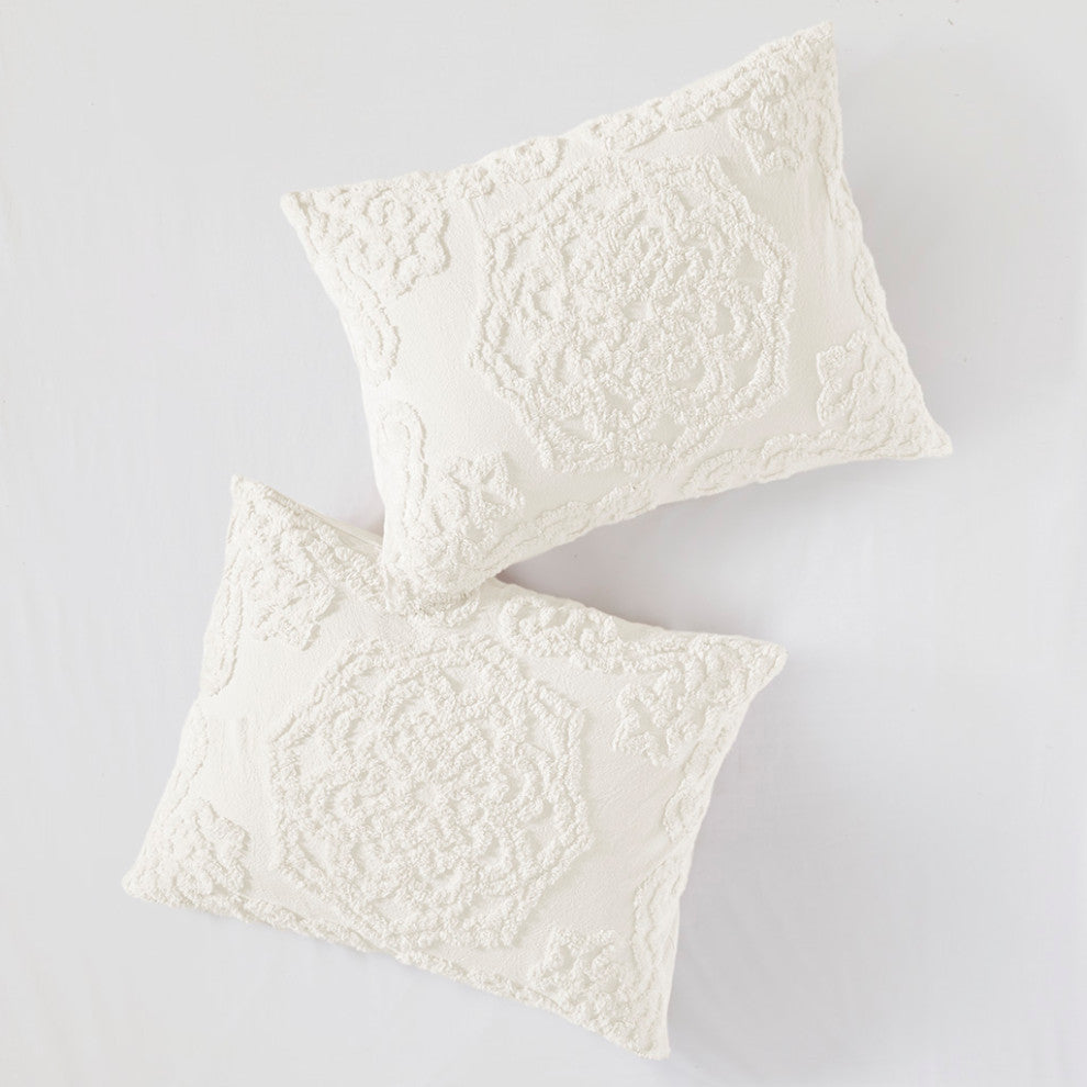 Madison Park Laetitia Tufted Cotton Chenille Medallion Fringe Coverlet Mini Set