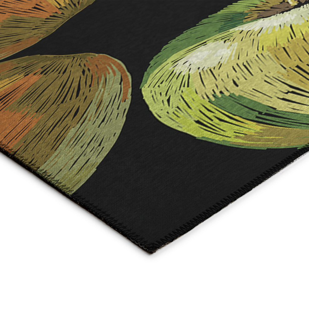 Indoor/Outdoor Kendall KE8 Black Machine Washable 8' x 8' Round Rug