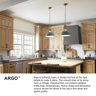 Hinkley Argo 14" Small LED Pendant Light, Lacquered Brass + Polished White shade