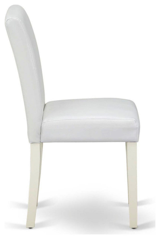 5Pc Dining Set, 4 Chairs, Butterfly Leaf Wood Dining Table, Linen White