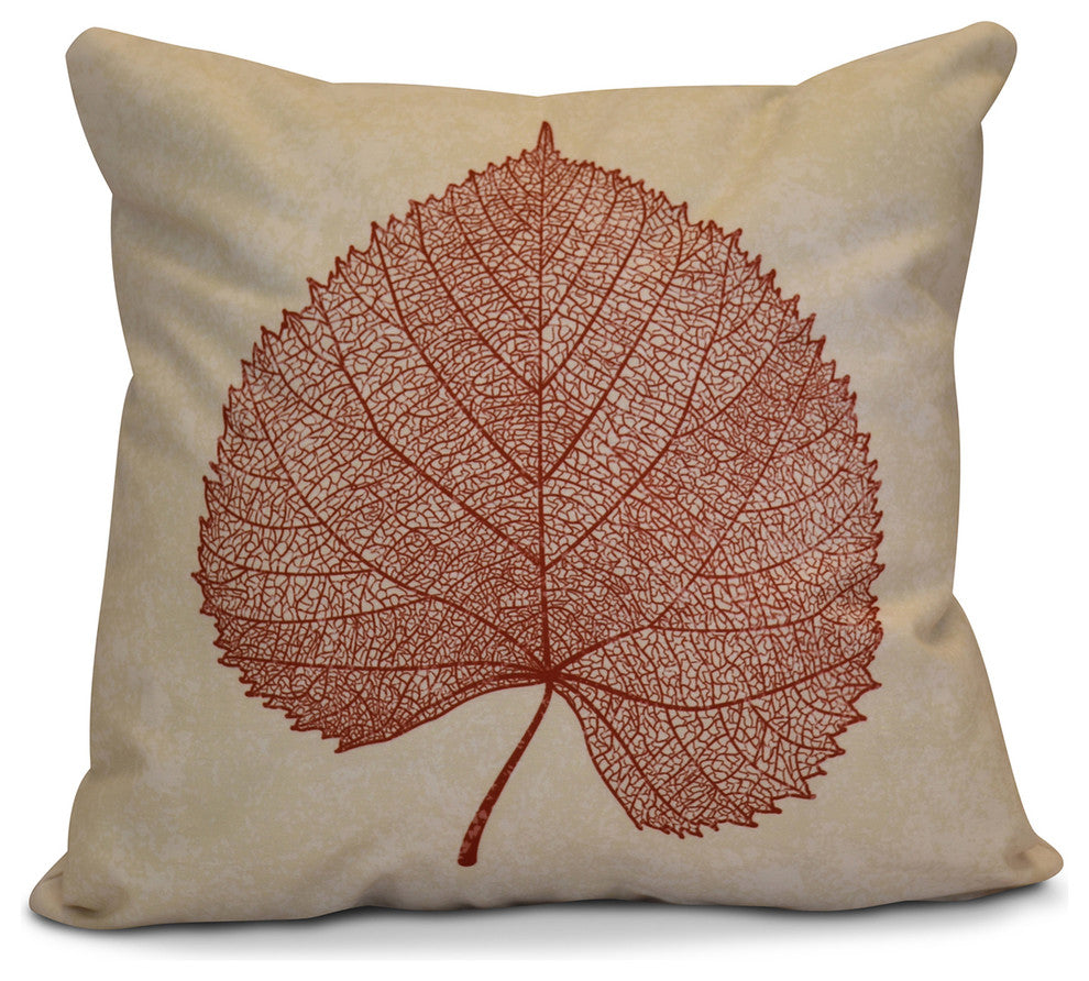 Leaf Study Floral Print Pillow, Red, 26"x26"