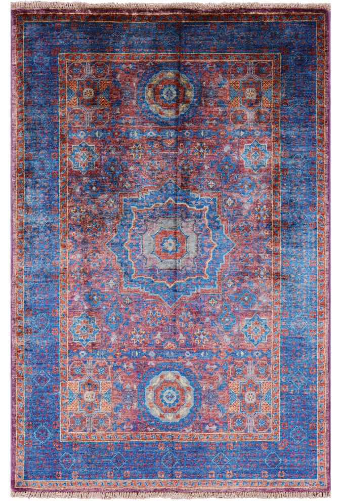 Mamluk Geometric Handmade Wool Rug 3' 4" X 5' 1" - Q12253
