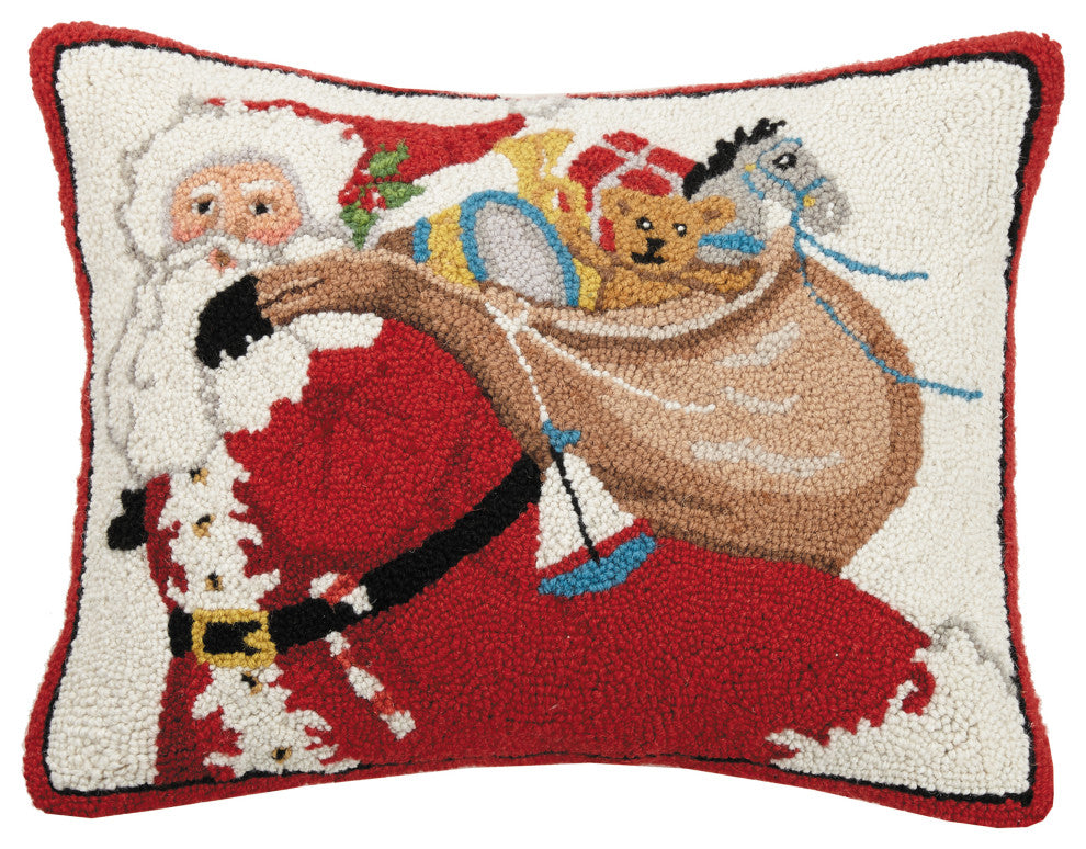 Santa With Bag Of Presents Hook Pillow