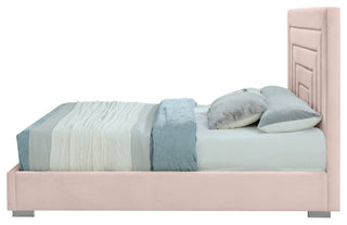 Nora Velvet Upholstered Bed, Pink, Full