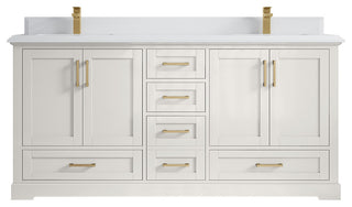 Boston 72" Double Sink Bath Vanity in Alabaster 1.5" White Quartz