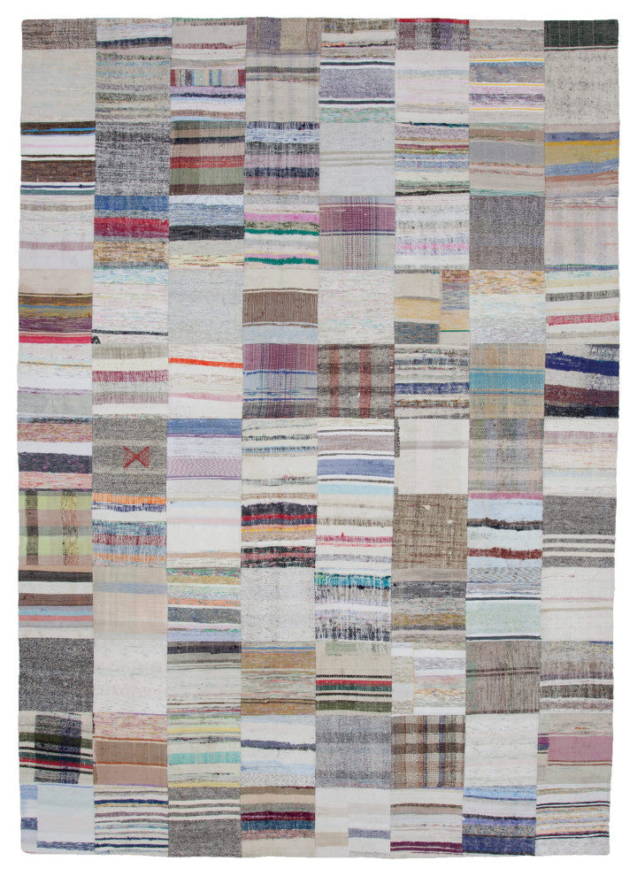 Rug N Carpet - Handmade Turkish 8' 3'' x 11' 7'' Rustic Patchwork Kilim Rug