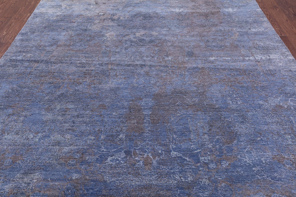7' 11" X 10' 0" Wool and Silk Modern Handmade Rug Q9045