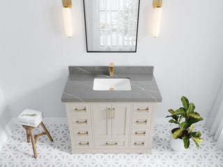 Boston 42" Single Sink Bath Vanity in Fine Grain 2" Piatra Gray