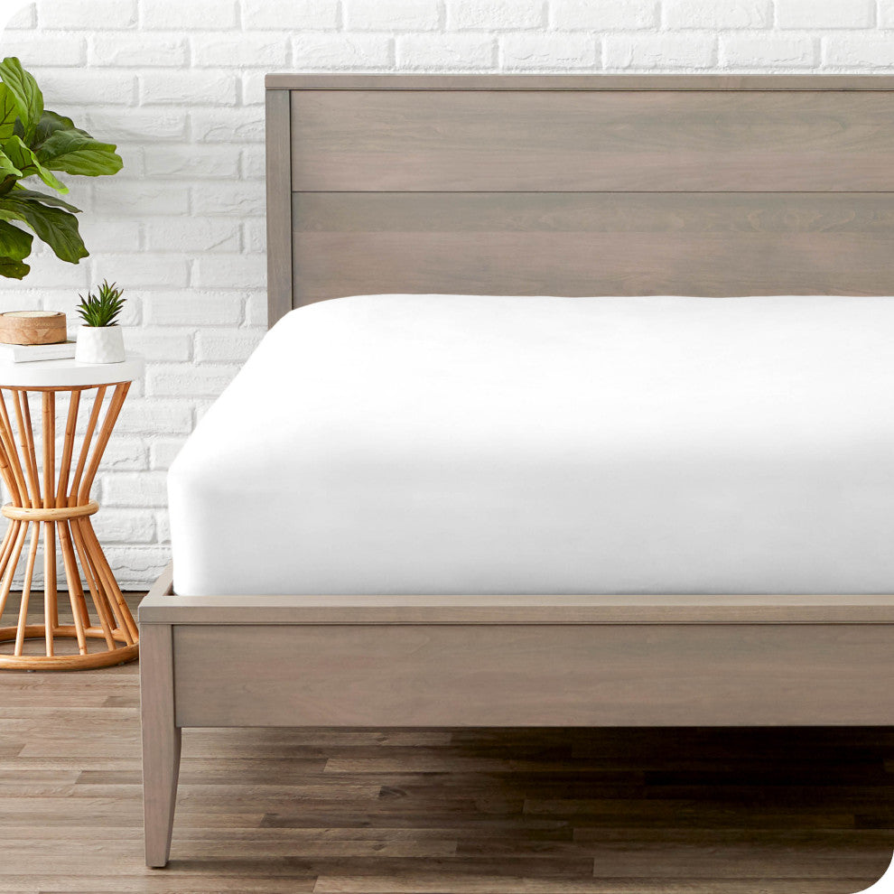 Bare Home Microfiber Fitted Sheet Deep Pocket, White, Twin