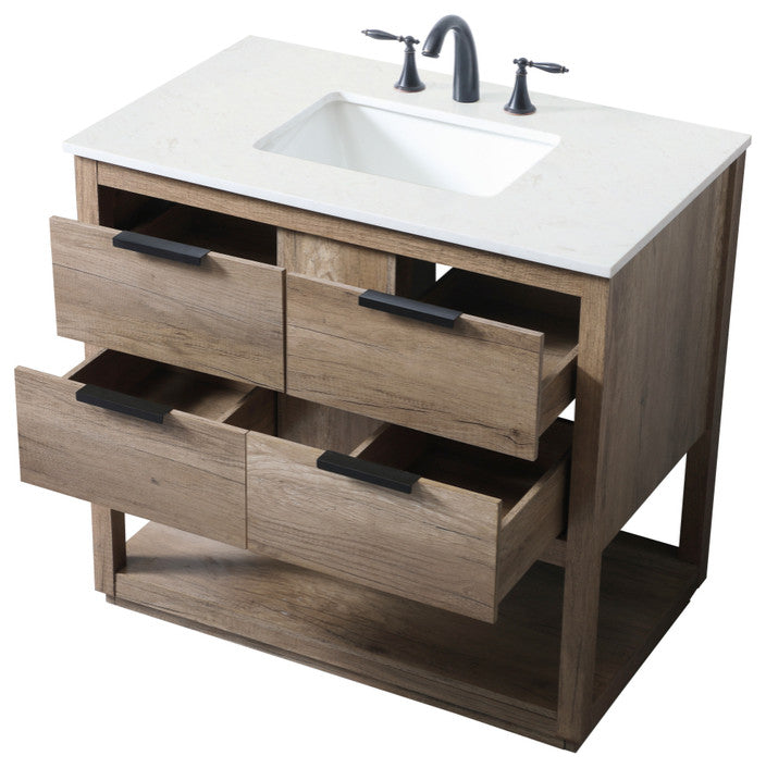 Louie 36" SIngle Bathroom Vanity, Natural Oak