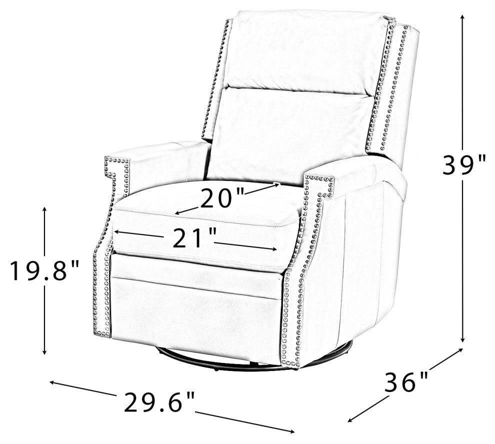 Genuine Leather Swivel Rocker Recliner, Set of 2, Sage