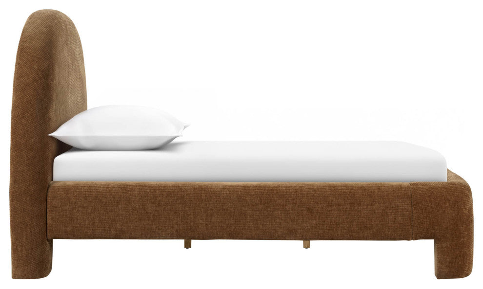 Nina Upholstered Platform Bed, Brown, King