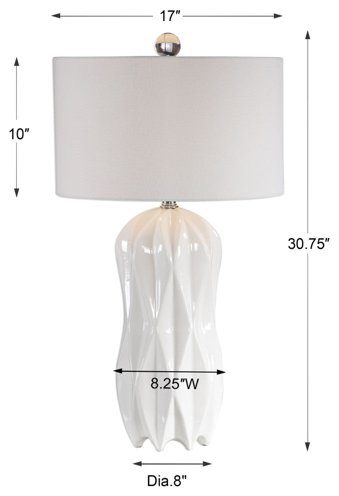 Uttermost Malena Glossy White Table Lamp