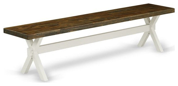 6-Piece and Set, 4 Chairs, Top and Wooden Cross Legs Table and Wood Bench