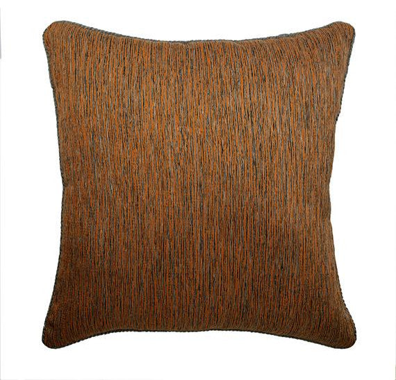 Orange Throw Pillow Cover, Jacquard Stripe 24"x24" Silk,Orange Sitting Room