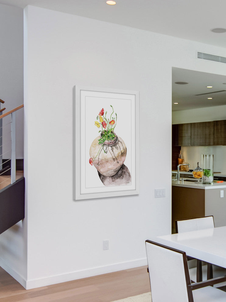 "Potted Poppies" Framed Print by Rachel Byler