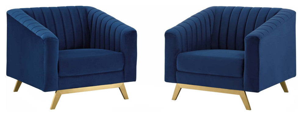 Tufted Side Dining Chair, Set of 2, Velvet, Blue Navy, Modern, Bistro Restaurant