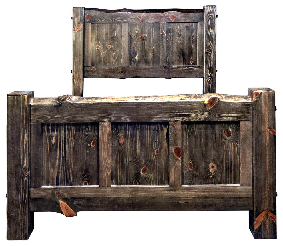 Big Sky Collection Live Edge Panel Bed, Twin, Jacobean Stain
