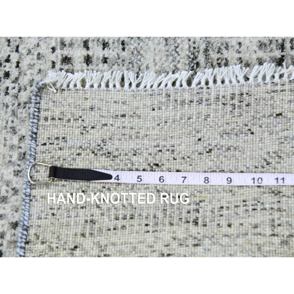 Harbor Gray Undyed Wool Hand Knotted Grass Design XL Runner Rug, 2'6"x20'5"