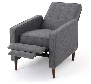 GDF Studio Macedonia Mid-Century Modern Button Tufted Fabric Recliner, Gray Fabric
