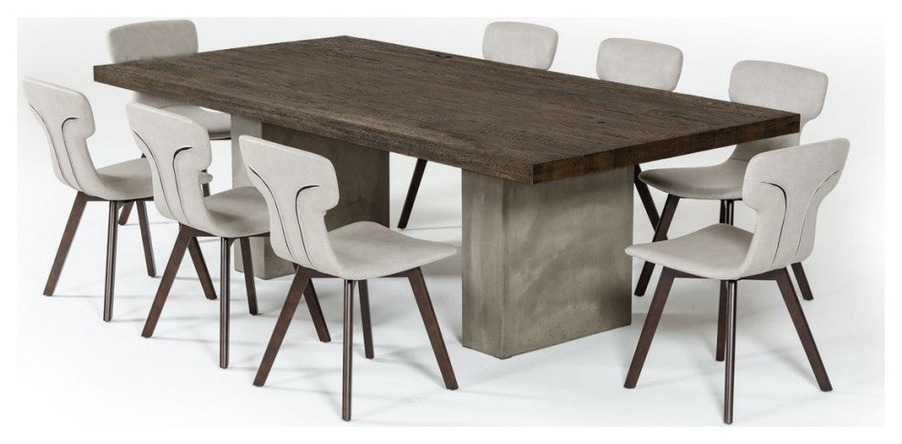 Modrest Renzo Modern Oak and Concrete Dining Table, Large