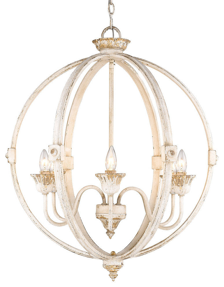 Jules 6-Light Chandelier, Antique Ivory