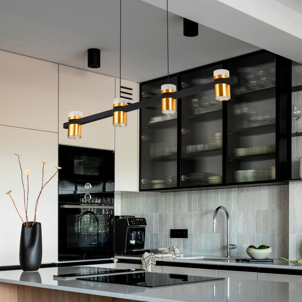 Ferro 34" ETL Certified Integrated LED Height Adjustable Chandelier, Black
