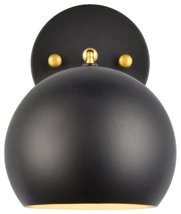 Oscar 1-Light Black and Brass Wall Sconce