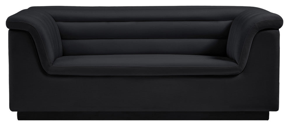 Cascade Upholstered Set, Black, Velvet, Loveseat