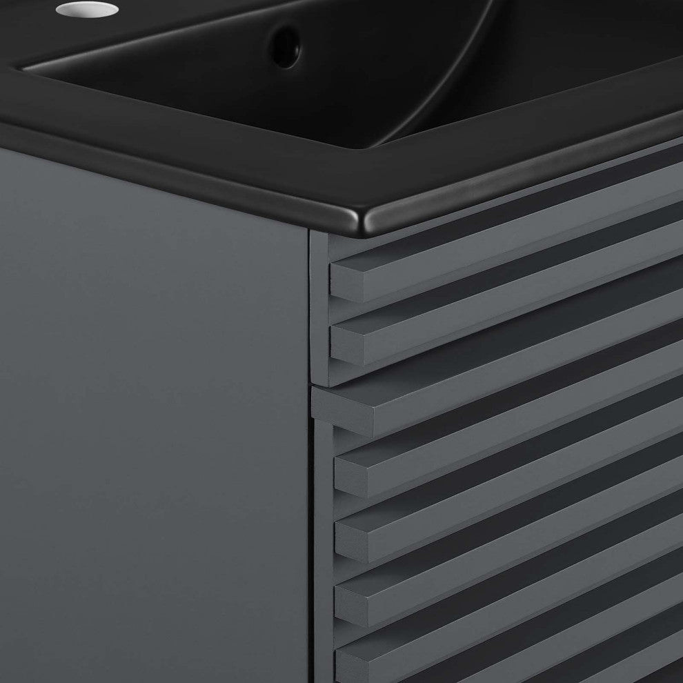Render 24" Wall-Mount Bathroom Vanity, Gray Black