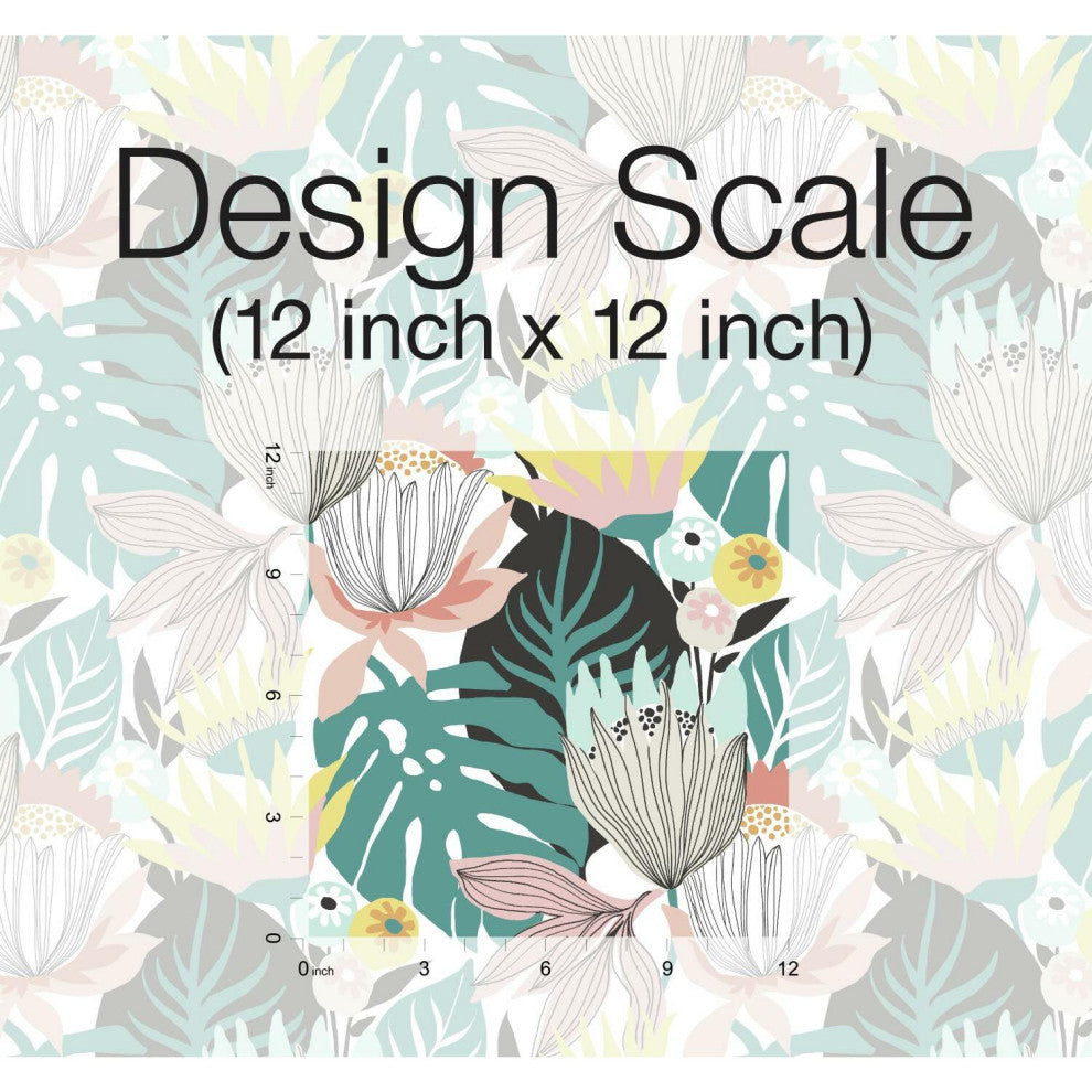 Retro Tropical Leaves Peel & Stick Wallpaper