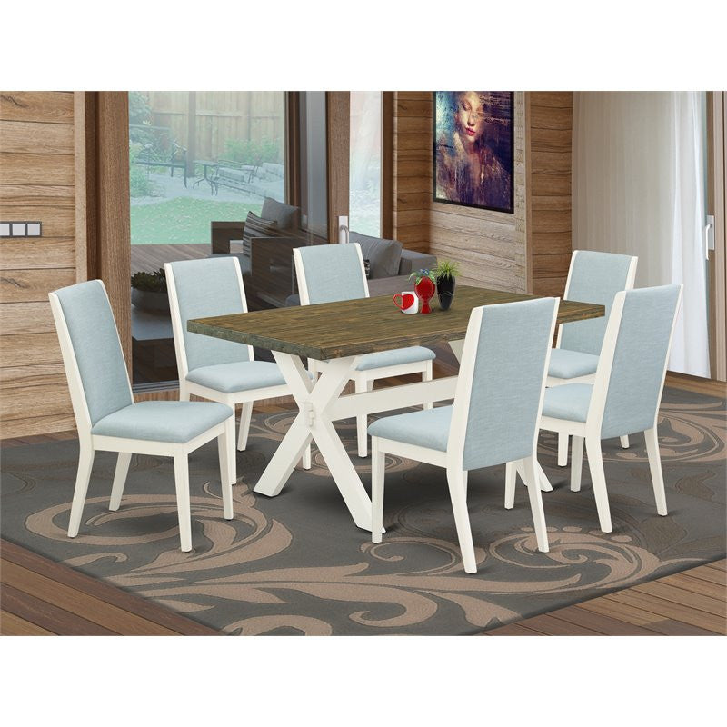 7-Piece Set, Table and 6 Chairs, Linen Fabric, Medium Size Table