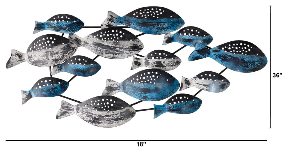 Nearly Natural 7058 3x1.5 Coastal Fish Metal Wall Art Decor