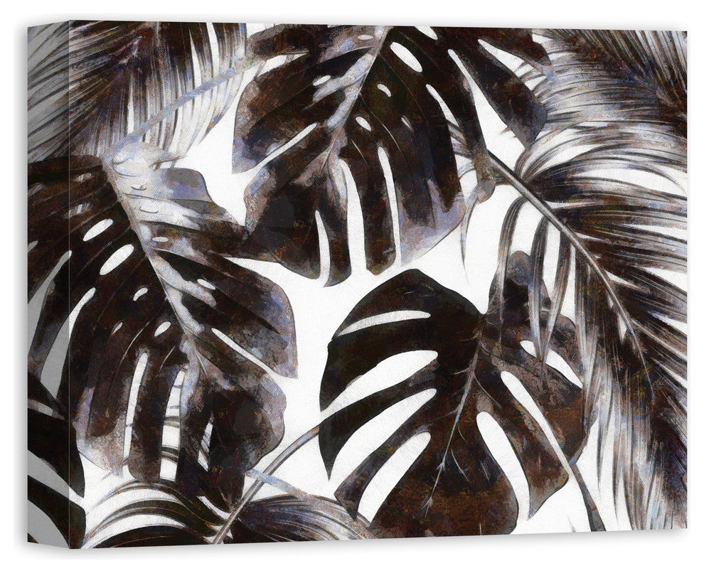 Gray Palm Leaves 16x20 Canvas Wall Art