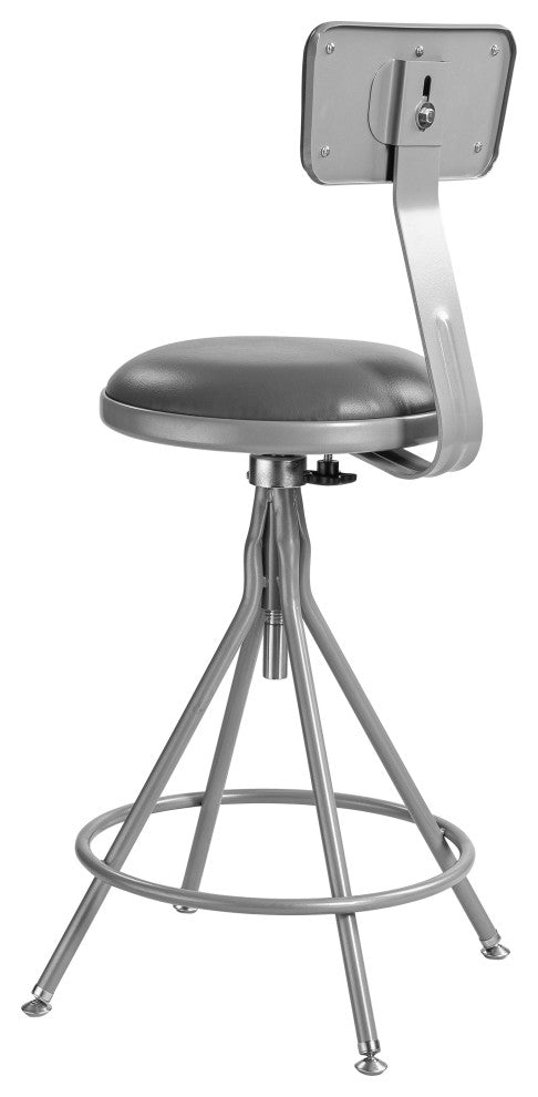 NPS 24"-30" Height Adjustable Vinyl Swivel Steel Stool With Backrest, Grey