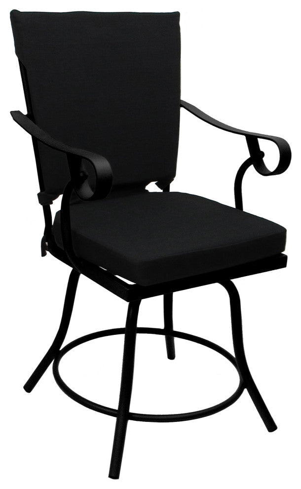 Outdoor/Indoor Patio Swivel Dining Chair Jamey With Arms, Black - Black