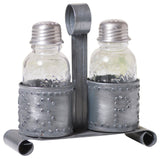 Salt and Pepper Shaker Holder in Antique Tin