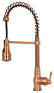 Copper Pre-Rinse Spring Kitchen Faucet with Pull Down Sprayer, Copper