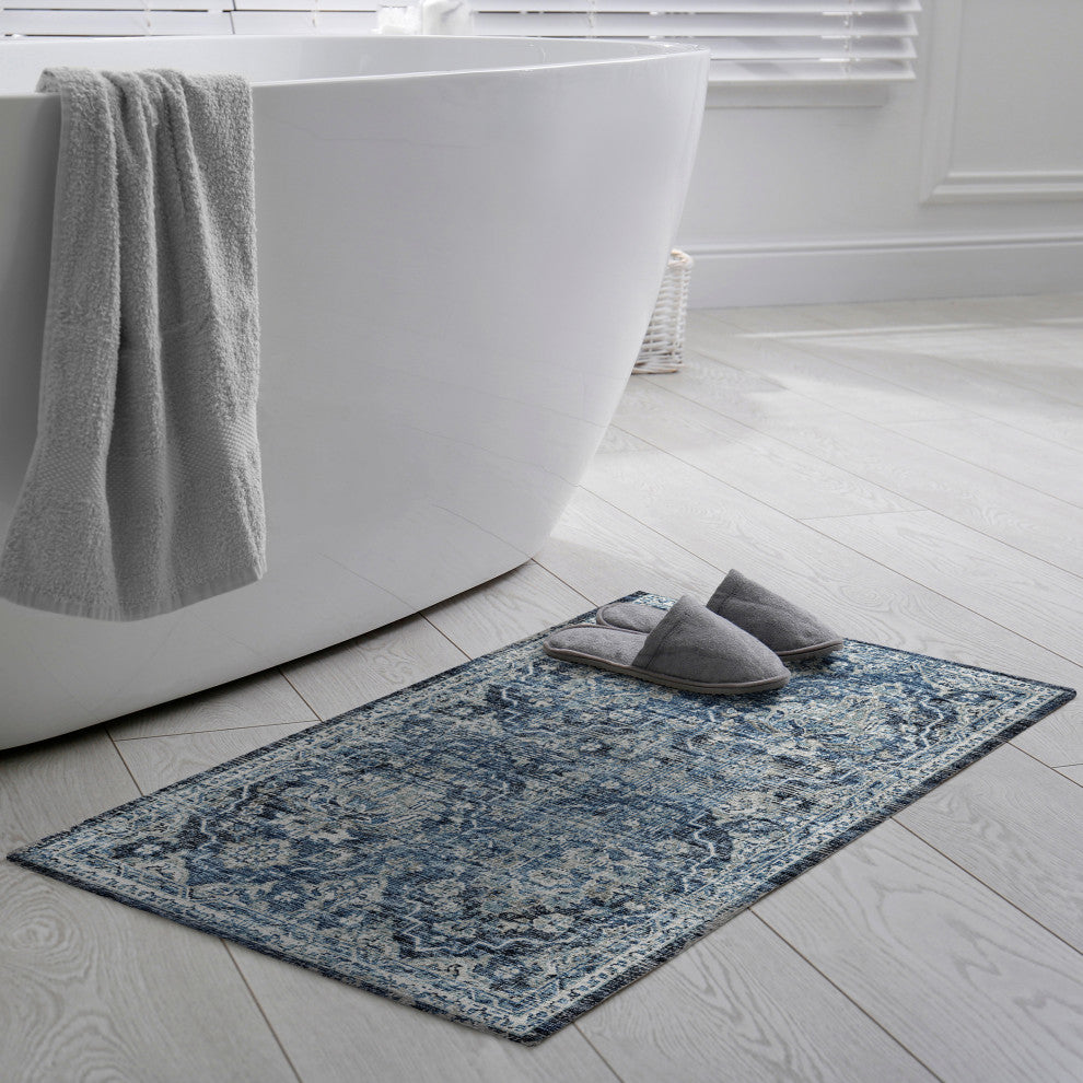 Indoor/Outdoor Marbella MB4 Navy Machine Washable 1'8" x 2'6" Rug